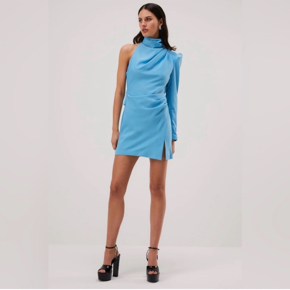 Misha Elegant Blue One-Shoulder Dress